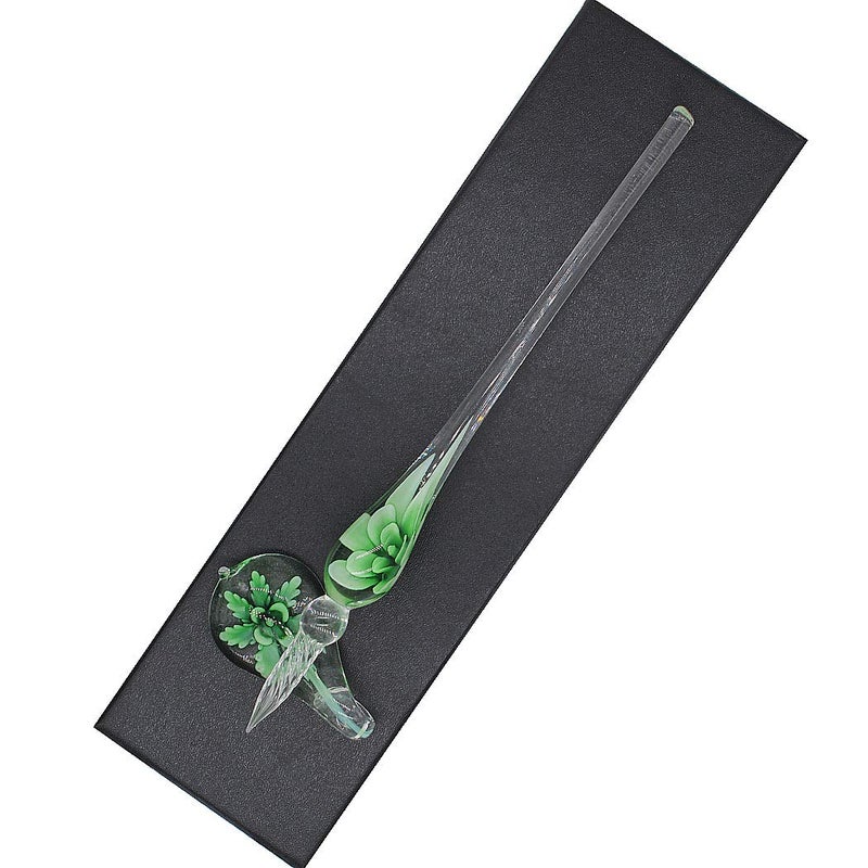 SIPLIV Crystal Glass Intarsia Dip Pen Fountain Pen Kit Vintage Calligraphy Signatures Pen, Green - Image 2